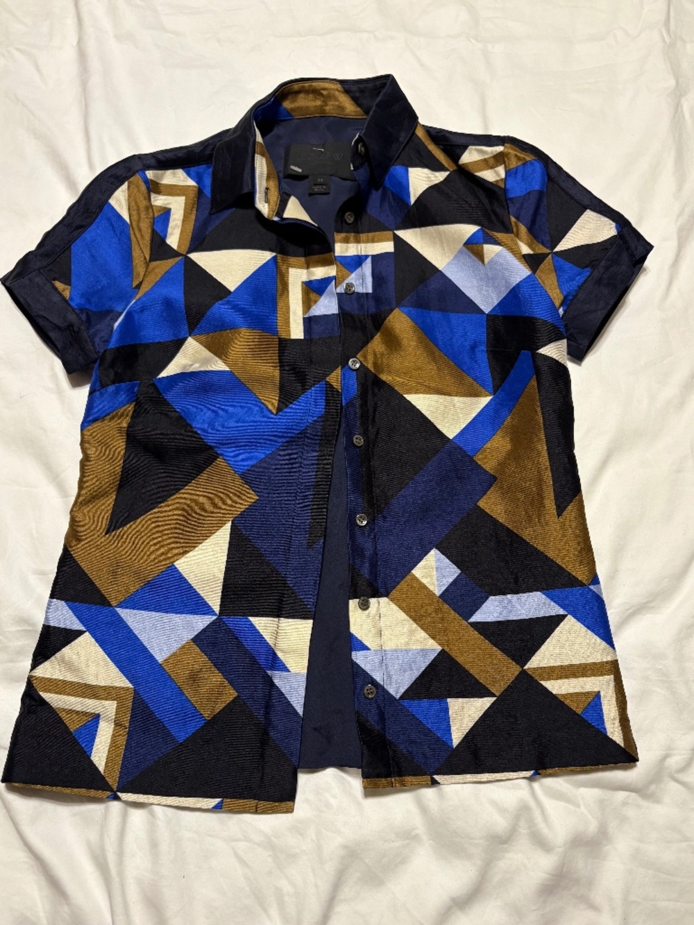 NWOT J.Crew Collection Y2K Geometric Silk Wool Damask Top 00 Geometric Abstract